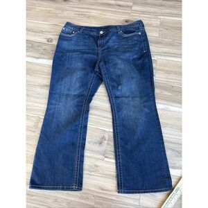 Seven 7 Jeans Rocker Size 24 ‎ Boot Blue Denim Embroidery Pockets Women